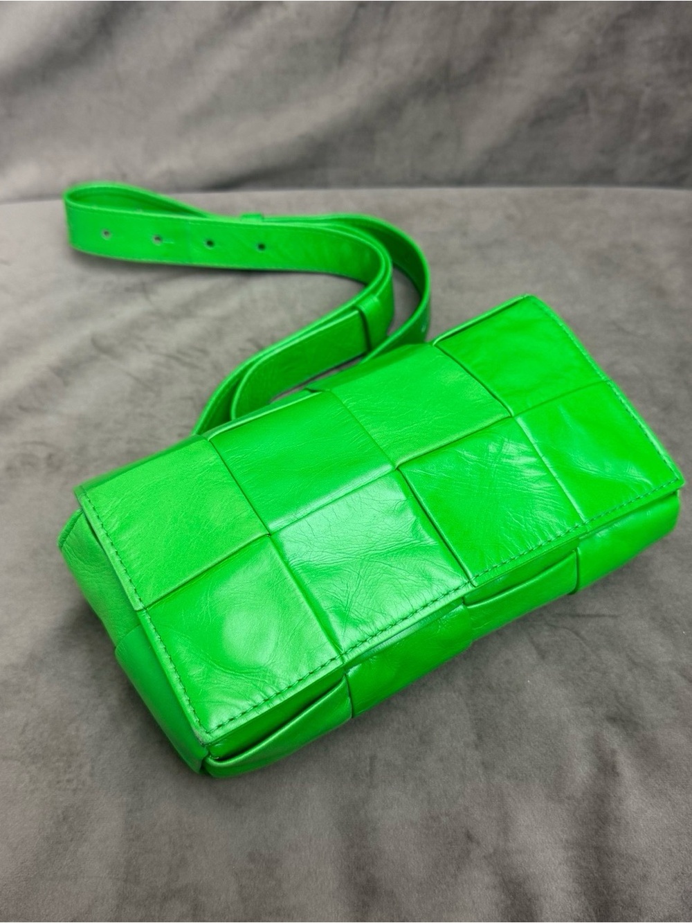 Bottega Veneta Bright Green Intrecciato Leather Crossbody